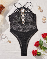 Sheer Cut Out Backless Exotic Bodysuit